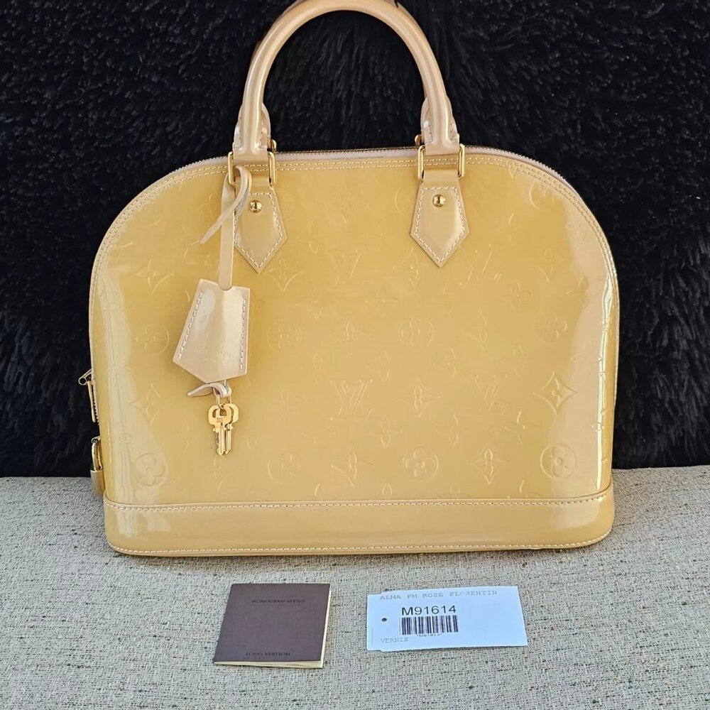 Louis Vuitton Handbag VERNIS Alma PM Rose Florentin Bag Monogram Made in Spain - Picture 13 of 13